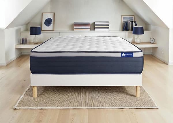 Madrass- och boxspringset 140x210 cm - Actimemo Max - Vitt boxspringkit