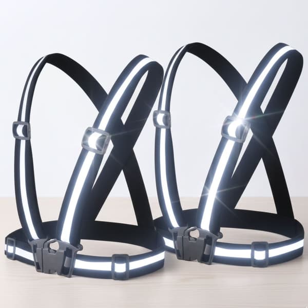 2-pack Reflekterende Veste til Løb og Cykling Justerbare Reflexseler Sort