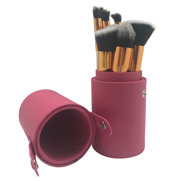 Technique PRO Sminkborstar 10-pack med rött läderfodral