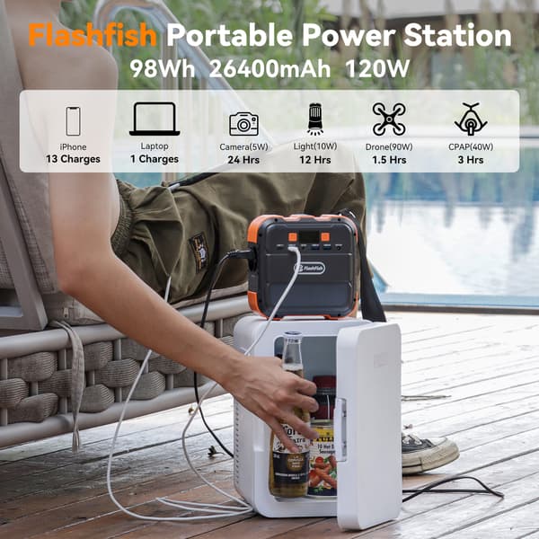 Bærbar elstation Flashfish A101-120W 98Wh
