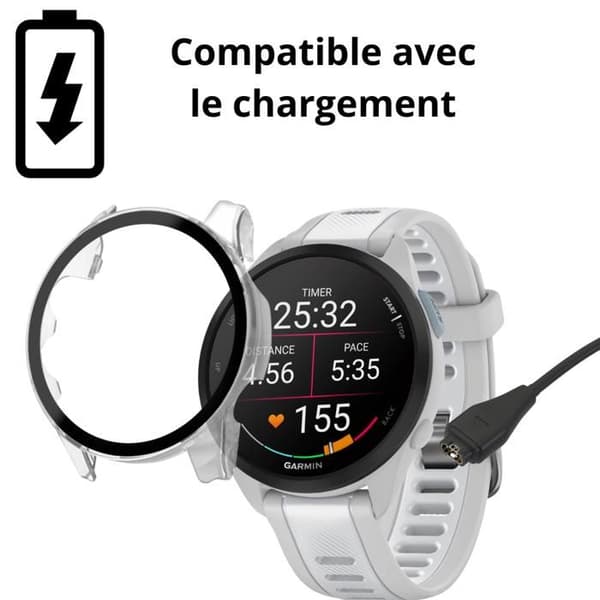 Coque för smartklocka - Phonillico - Kompatibel med Garmin Forerunner 165 - Transparent