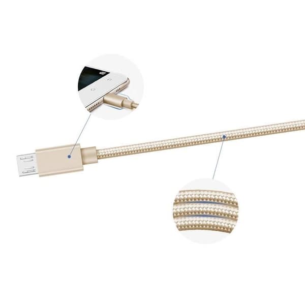 Micro USB-kabel - Phonillico® - Flätad nylon - 1 meter - 3-pack - Compatibel med Huawei MediaPad