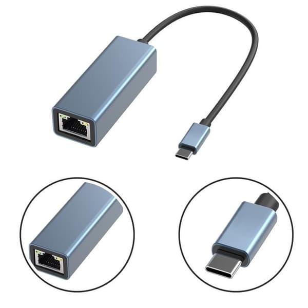 USB-C till Ethernet-adapter - PHONILLICO - Rj45 - 1000 Mbps - Kompatibel med Windows/Mac/Linux