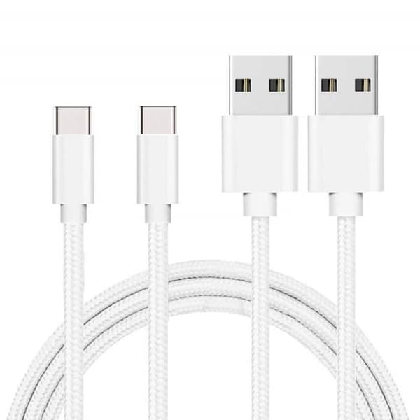 USB-C-kabel för Google Pixel 6 - Google Pixel 6 Pro - Silvervit flätad nylon 1 meter [PACK 2] Phonillico®