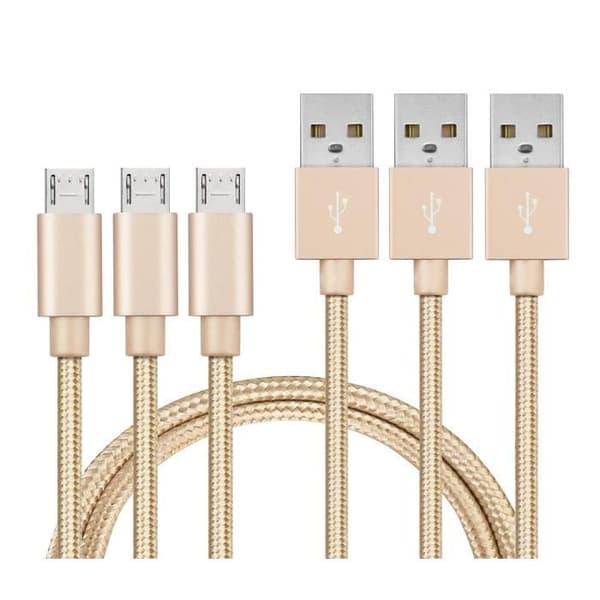 Micro USB-kabel - Phonillico® - Flätad nylon - 1 meter - 3-pack - Compatibel med Huawei MediaPad