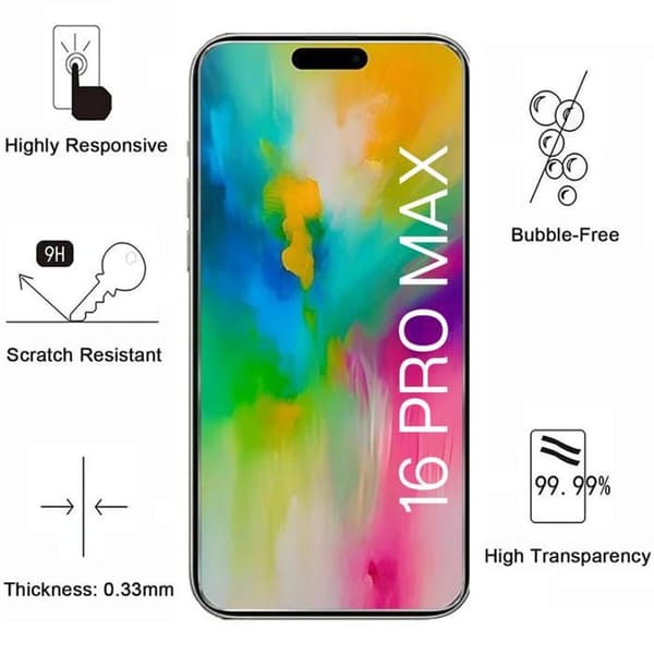 Filmm för iPhone 16 PRO MAX [Pack 4] Skyddsglas Phonillico®