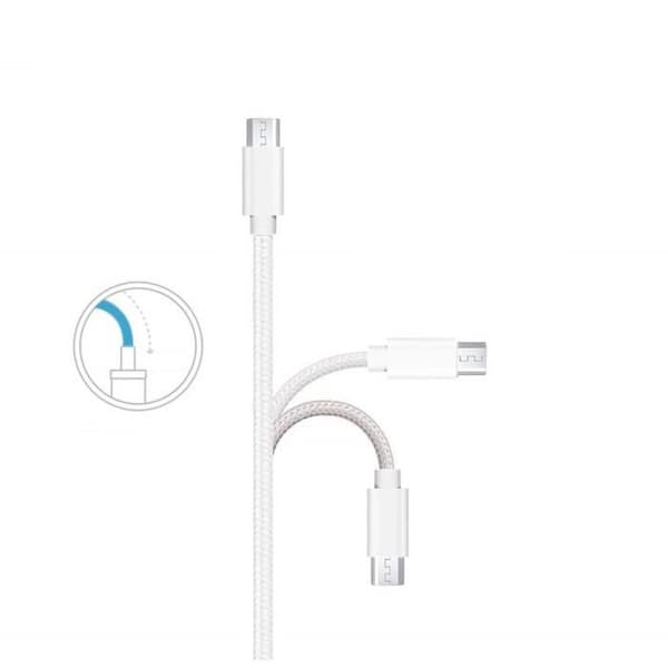Kabel för Samsung Galaxy Tab A 8.0 2019 - Nylonflätad Silver Vit 1 Meter Phonillico®