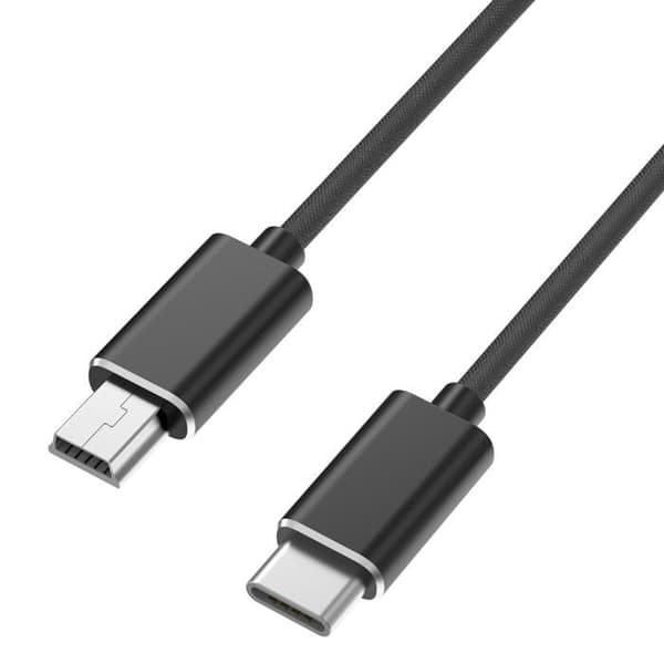 Kabel för Nintendo Wii U Pro Controller (WUP-005) - Mini B/USB-C Svart 1 Meter Phonillico®