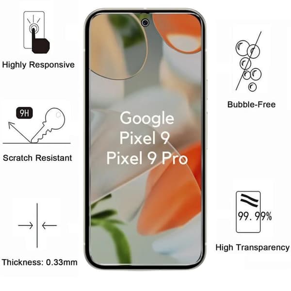 Härdat glas för Google Pixel 9 / Pixel 9 Pro [Pack 2] Skyddfilmsglas Phonillico®