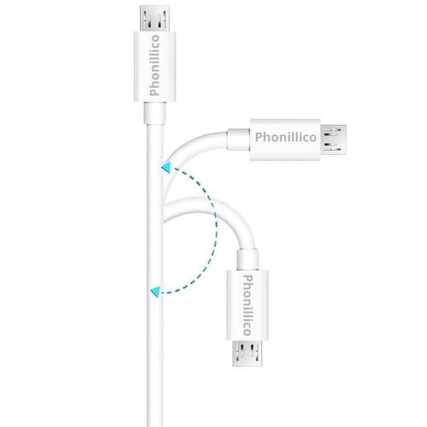 Kabel för Acer Liquid E2/Liquid E2 Duo/Liquid E3/Liquid E600 Plus - Micro USB-kabel Vit 2 Meter Phonillico