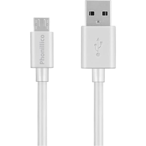Kabel för Acer Liquid E2/Liquid E2 Duo/Liquid E3/Liquid E600 Plus - Micro USB-kabel Vit 2 Meter Phonillico