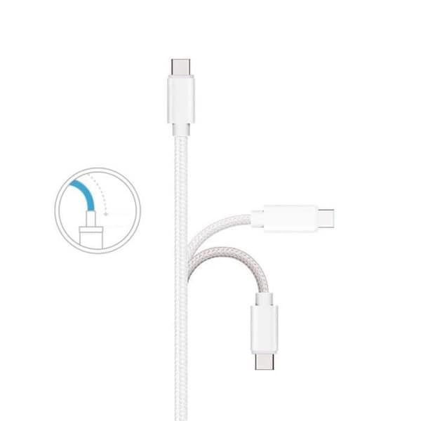 USB-C-kabel för Google Pixel 6 - Google Pixel 6 Pro - Silver Vit Flätad Nylon 1 Meter Phonillico®
