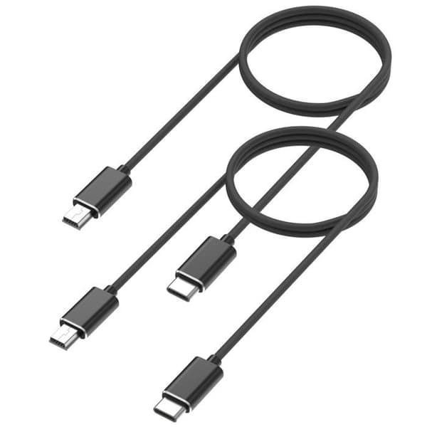 Lot 2 kablar för Sony Move Motion Controller/PS3 SIXAXIS Trådlös Controller - Kabel Mini B/USB-C Svart 1 Meter Phonillico®