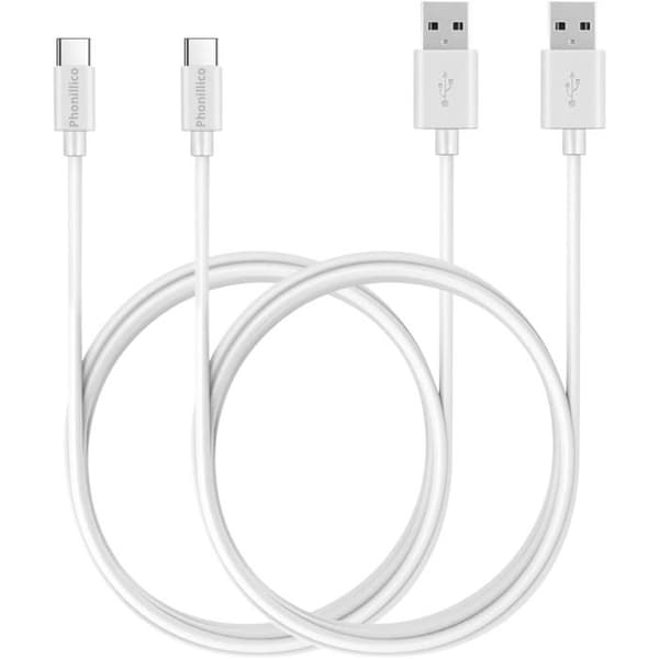 Lot av 2 kablar Nintendo Switch Lite/Switch oled/Switch Pro Controller - USB-C-kabel Vit 1 Meter Phonillico