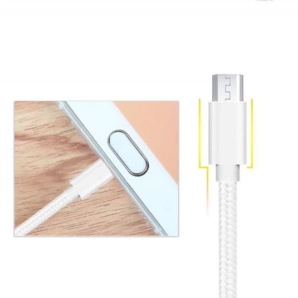 Micro USB-kabel - Phonillico® - Flätad Nylon - 1 Meter - Pack om 3 - Kompatibel med Huawei