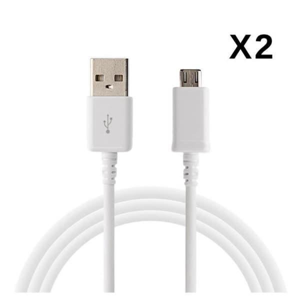 USB-kablar - PHONILLICO - 2-pack - Kompatibel med XIAOMI MI A2 LITE - 1 Meter - Micro USB