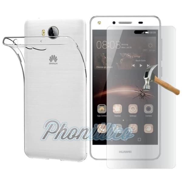 Coque Y5 2 / Y5 II - TPU+Härdat Glas Huawei Phonillico®