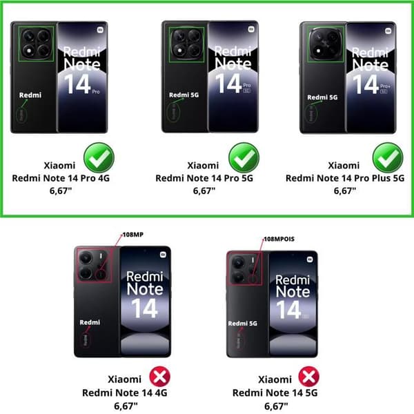 Härdat Glas - Phonillico® - Xiaomi Redmi Note 14 PRO - Pack med 4 - Skärmskydd - Represistent