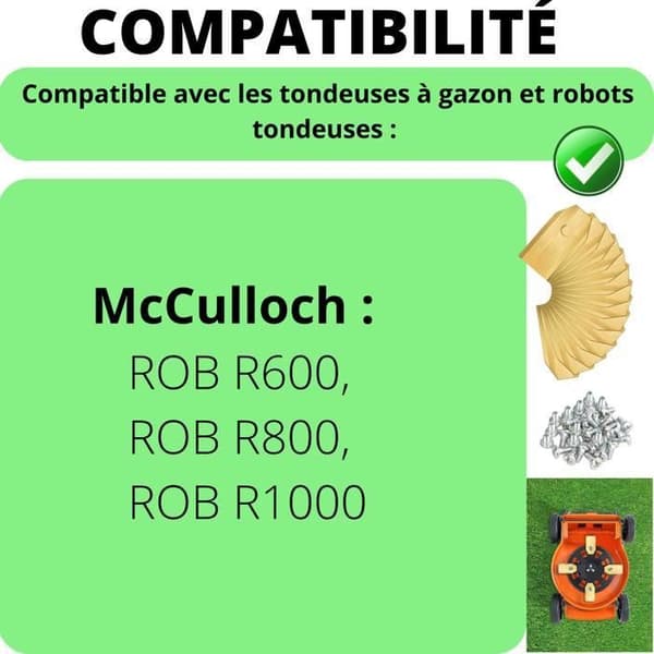 Reserveblad för McCulloch ROB R600/ROB R800/ROB R1000 robotgräsklippare [45-pack] Phonillico®