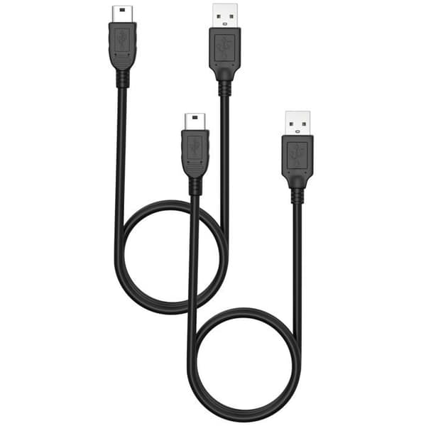 Lot med 2 kablar för BenQ DC E1000/DC E1460/DC E1465/DC E1480/DC E800/DC E820 - MINI USB/USB 2.0 Svart 1 Meter Phonillico®