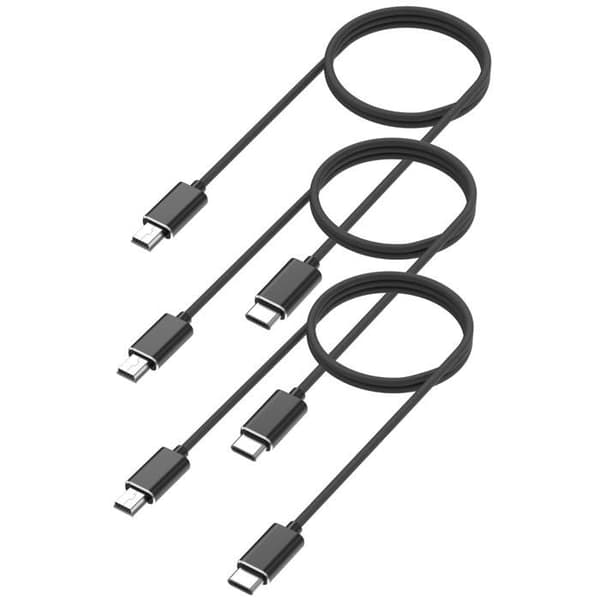 Lot 3 kablar för CSL-Computer Wireless Controller - Mini B/USB-C svart 1 meter Phonillico®