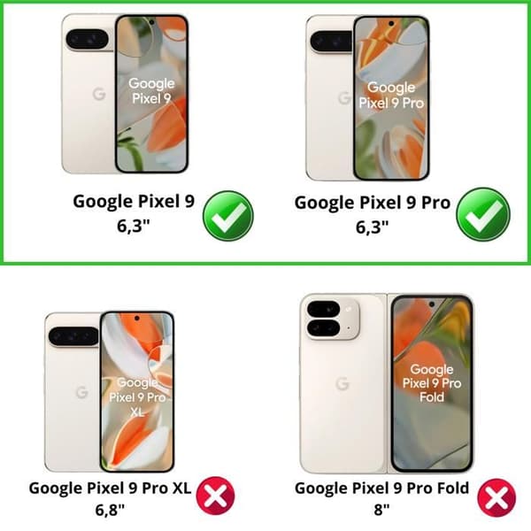 Härdat glas för Google Pixel 9 / Pixel 9 Pro [Pack 2] Skyddfilmsglas Phonillico®