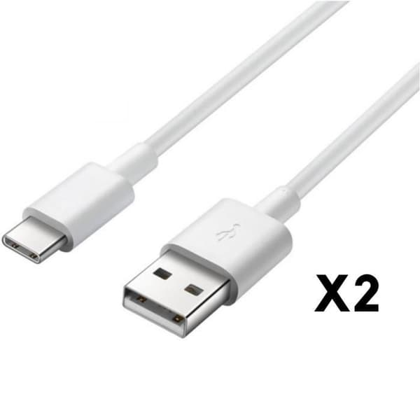 Kabel USB-C för Xiaomi REDMI NOTE 9 - NOTE 9 PRO - NOTE 10 - NOTE 10 PRO - Typ USB-C Vit 1 Meter [LOT 2] Phonillico®