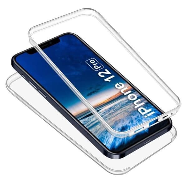 Coque - PHONILLICO - iPhone 12 PRO - Mjuk Silikon - Transparent - Skydd 2 Delar