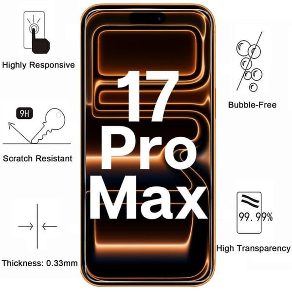 Härdat glas för iPhone 17 PRO MAX [Pack 4] Skärmskydd Phonillico®