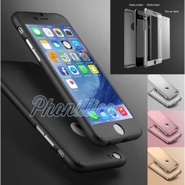 Full Black Case Tempered Glass Compatible with iPhone 6 / 6S - Phonillico®