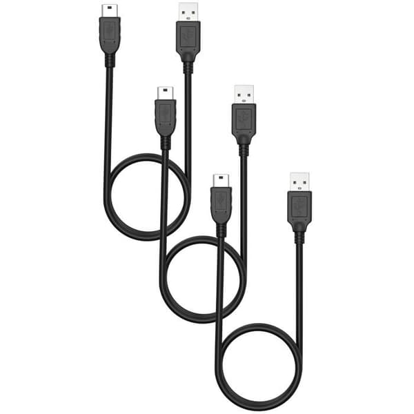 Lot 3 kablar för BenQ DC E1000/DC E1460/DC E1465/DC E1480/DC E800/DC E820 - Kabel MINI USB/USB 2.0 Svart 1 Meter Phonillico®