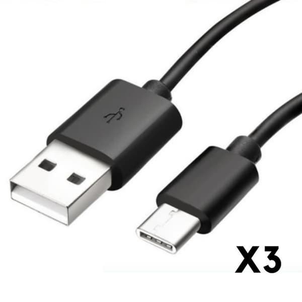 USB-C-kabel för Google Pixel 6 - Google Pixel 6 Pro - Typ USB-C svart 1 meter [FÖRPACKNING 3] Phonillico®