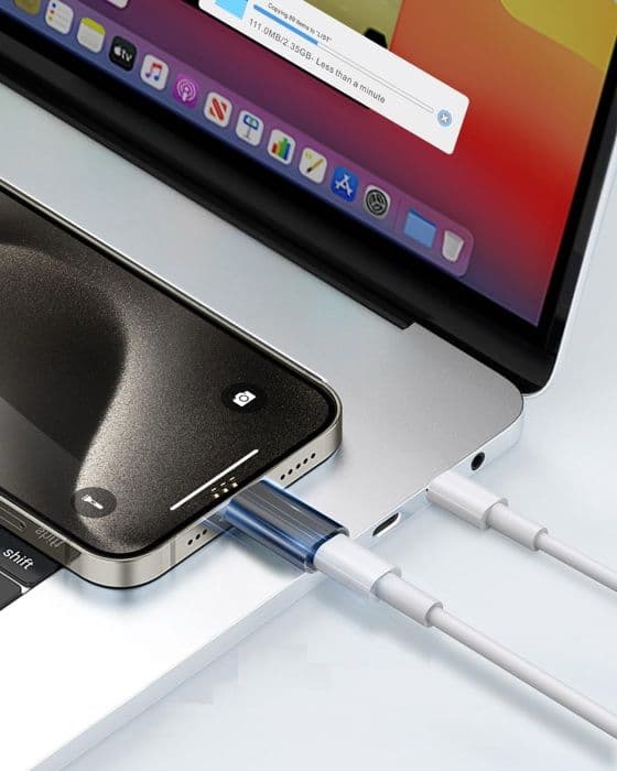 Lot 2 Adaptatorer för iPhone 16 / iPhone 16 PLUS / iPhone 16 PRO / iPhone 16 PRO MAX - USB-C till lightning Phonillico®