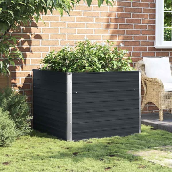 Växtlåda galvaniserat stål 100x100x77 cm | antracit | hög modell