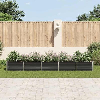 Planteringslåda galvaniserat stål | 400x80x45 cm | antracit | rektangulär