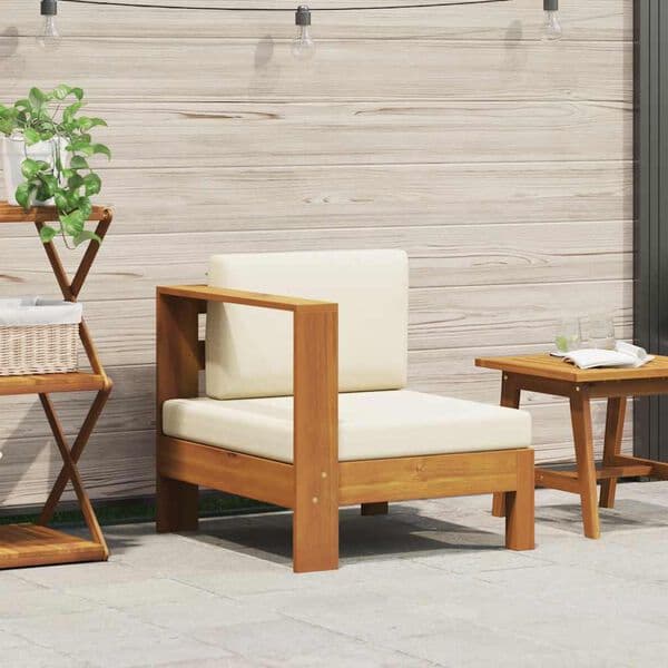 Träsoffa 1-sits | krämvit | akaciaträ | modulsektion