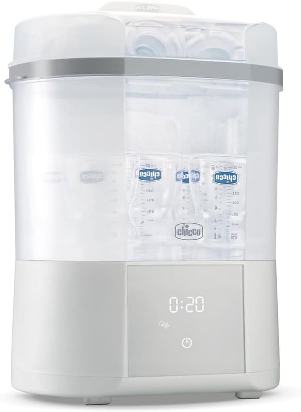 Flaskesterilisator hvid | tørrefunktion | 6 flasker | 2 konfigurationer