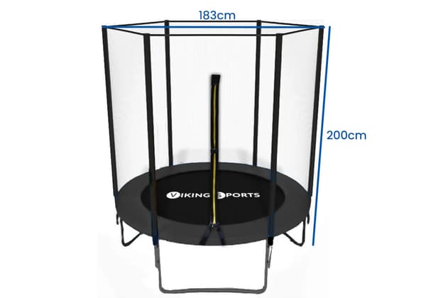 Trampolin 183 cm | sort | med sikkerhedsnet | rund