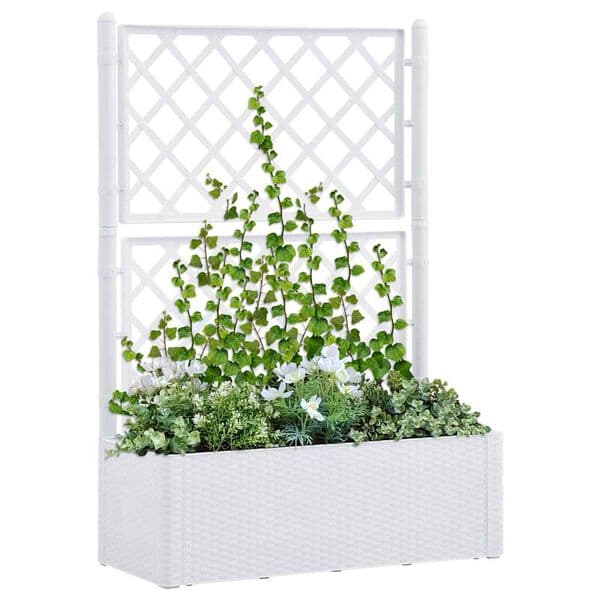 Blomlåda spaljé | vit | självbevattningssystem | plast | klätterväxter