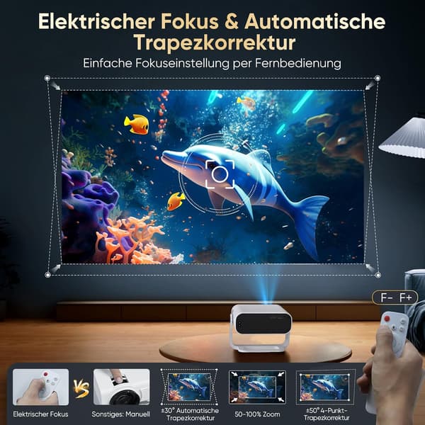 Projektor Full HD | sort | 200 tommer | Android 11 | WiFi 6