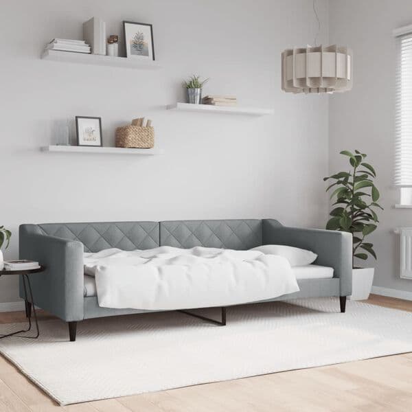 vidaXL Bäddsoffa 100x200 cm Tyg Ljusgrå
