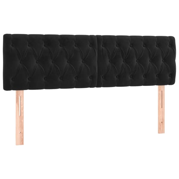 Fløjlsengegavle 2 stk | 72x7x78/88 cm | Sorte