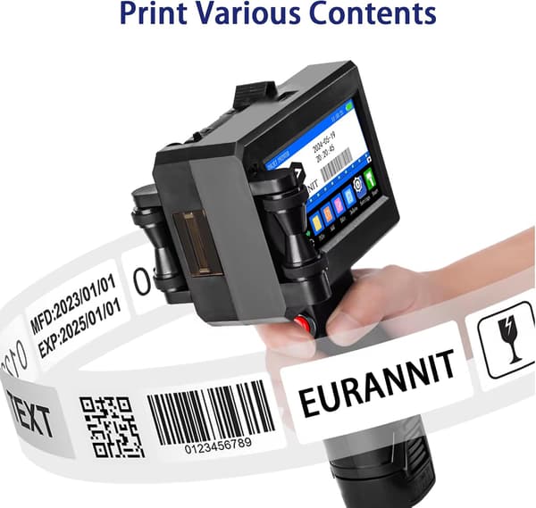 Håndholdt inkjetprinter 2,5 cm | Sort blæk | E15-1 | Dato og QR-kode