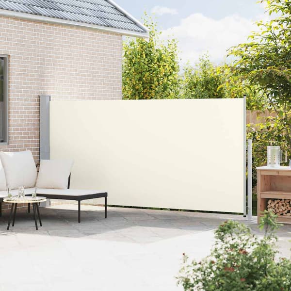Sidomarkis gräddvit 180x500 cm | UV-tålig polyester | stålram | utdragbar
