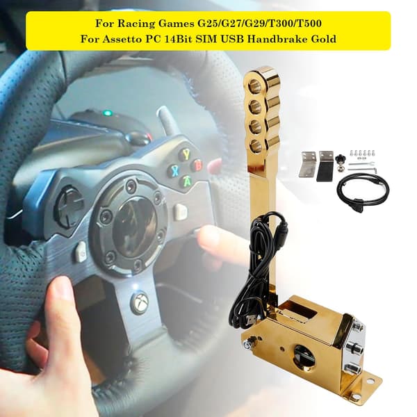 Håndbremse PC 64-bit | guld | USB-forbindelse | kompatibel med Logitech Fanatec