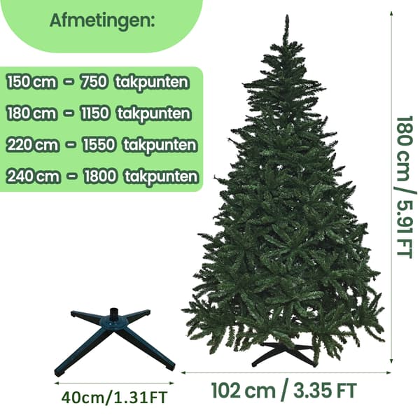 Juletræ sammenklappeligt | 180 cm | Grøn | Nem montering