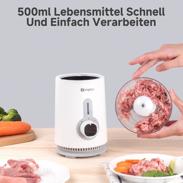 Foodprocessor til smoothies & kød | 1,25L, 500ml & 300ml | 3 hastigheder | Rustfri design