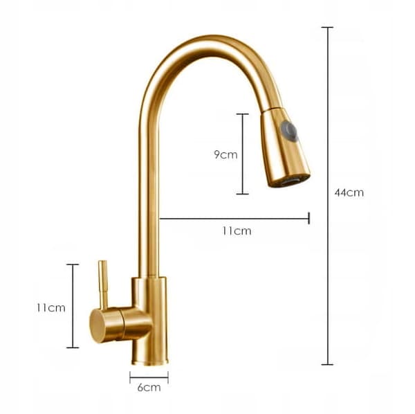 Diskbänkskran mässing | guld | utdragbar pip 82 cm