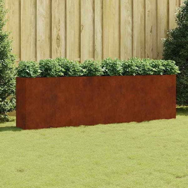 Højbed 280x40x80 cm | cortenstål | rustfarvet | rektangulær