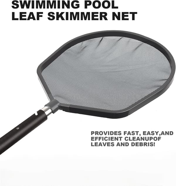 Poolskimmernet finmasket | teleskopisk | til pool og havedam | sort